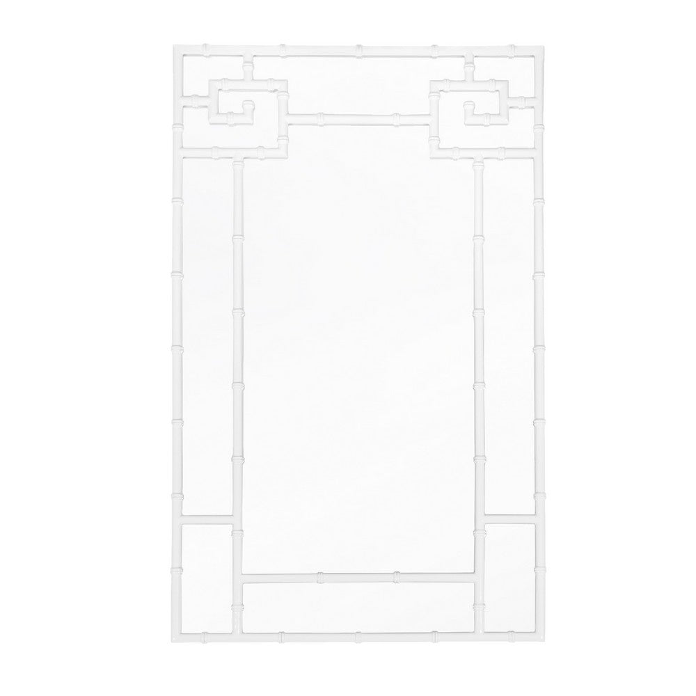 Worlds Away - Bamboo Detail Mirror In White Lacquer - TESSA WH view 1