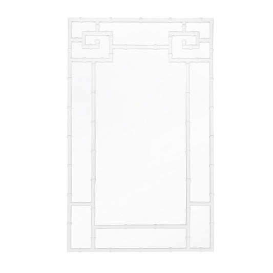 Worlds Away - Bamboo Detail Mirror In White Lacquer - TESSA WH view 1
