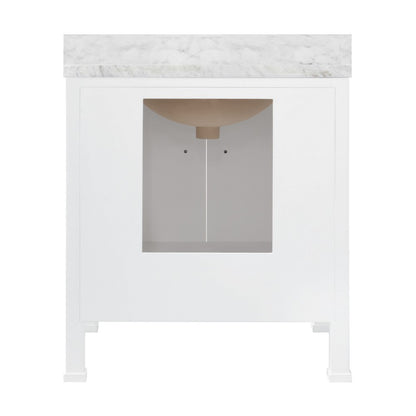 Worlds Away - Bath Vanity With Scallop Detail In Matte White Lacquer With White Marble Top And Porcelain Sink - KEALEY WH view 3