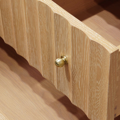 Worlds Away - Bath Vanity With Vertical Fluted Detail On Drawers In Cerused Oak With White Marble Top, Porcelain Sink, And Polished Brass Knobs - ODIN CO view 4