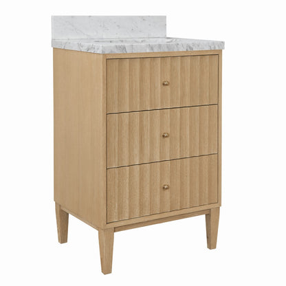 Worlds Away - Bath Vanity With Vertical Fluted Detail With Polished Brass Knobs In Cerused Oak - ODIN 24 CO view 1