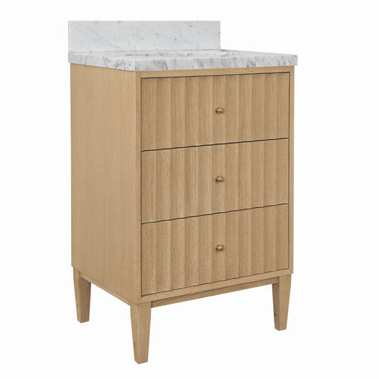 Worlds Away - Bath Vanity With Vertical Fluted Detail With Polished Brass Knobs In Cerused Oak - ODIN 24 CO view 1