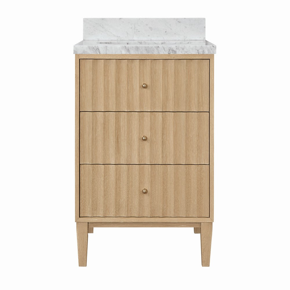 Worlds Away - Bath Vanity With Vertical Fluted Detail With Polished Brass Knobs In Cerused Oak - ODIN 24 CO view 2