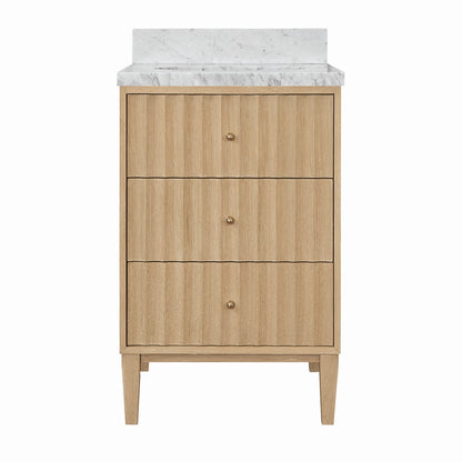 Worlds Away - Bath Vanity With Vertical Fluted Detail With Polished Brass Knobs In Cerused Oak - ODIN 24 CO view 2