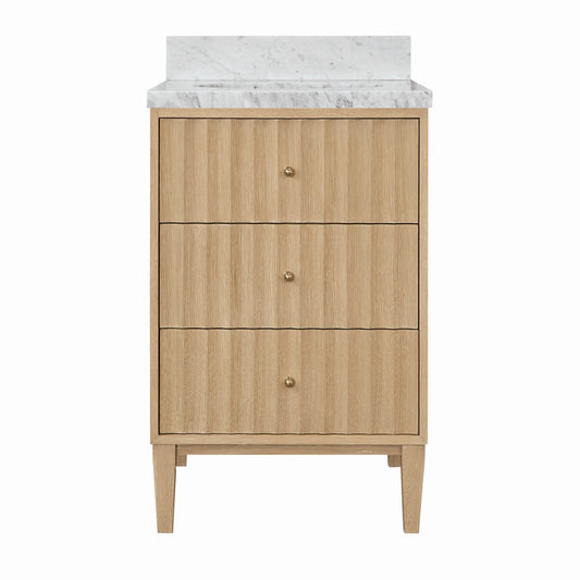 Worlds Away - Bath Vanity With Vertical Fluted Detail With Polished Brass Knobs In Cerused Oak - ODIN 24 CO view 2
