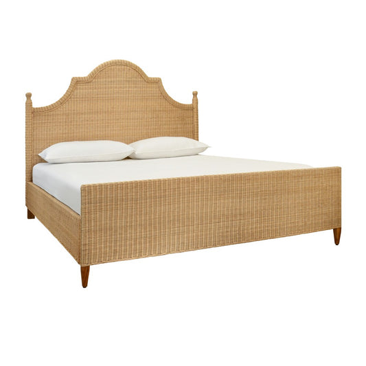 Worlds Away - Bed Frame With Arched Headboard, Side Rails, And Footboard In Rattan With Wood Feet, King Size - CHAMBERLAIN KING view 1