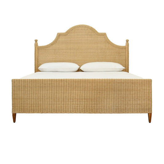 Worlds Away - Bed Frame With Arched Headboard, Side Rails, And Footboard In Rattan With Wood Feet, King Size - CHAMBERLAIN KING view 2