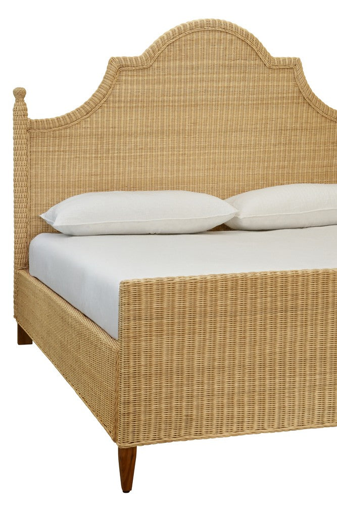 Worlds Away - Bed Frame With Arched Headboard, Side Rails, And Footboard In Rattan With Wood Feet, King Size - CHAMBERLAIN KING view 3