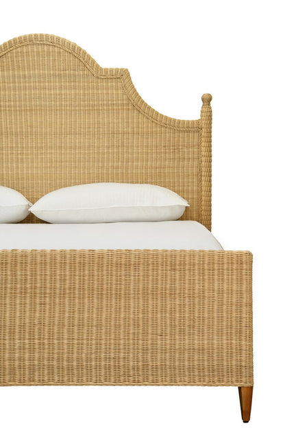 Worlds Away - Bed Frame With Arched Headboard, Side Rails, And Footboard In Rattan With Wood Feet, King Size - CHAMBERLAIN KING view 4