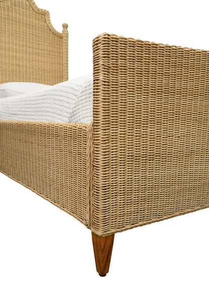 Worlds Away - Bed Frame With Arched Headboard, Side Rails, And Footboard In Rattan With Wood Feet, Twin Size - CHAMBERLAIN TWIN view 3