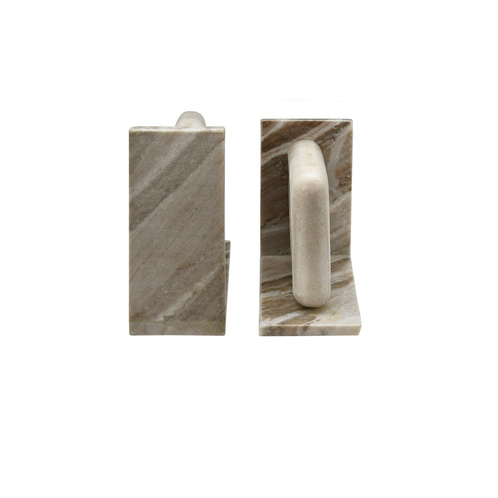 Worlds Away - Beige Marble Bookend With Circle Cutout - ROVER view 3