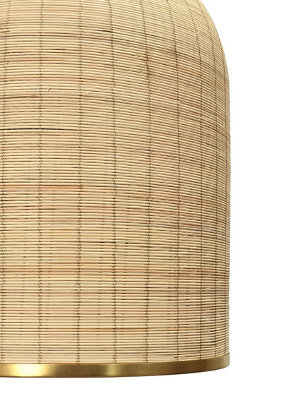 Worlds Away - Bell Shaped Natural Rattan Pendant With Satin Brass Trim - LAKEN view 3