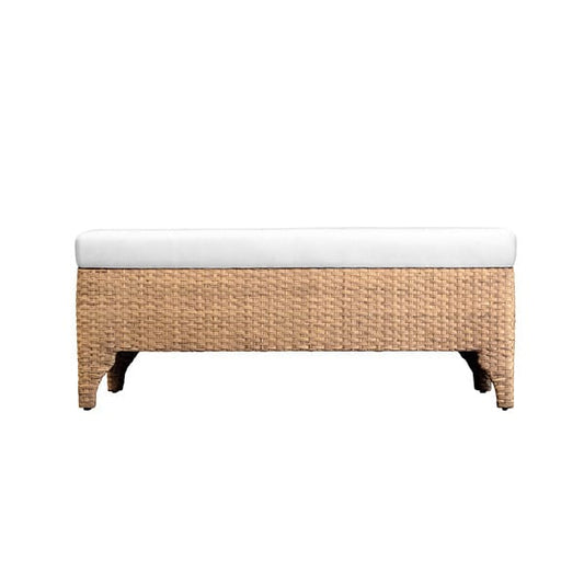 Worlds Away - Bench In Woven Water Hyacinth With Performance Ivory Linen Fabric - MALDIVES view 2
