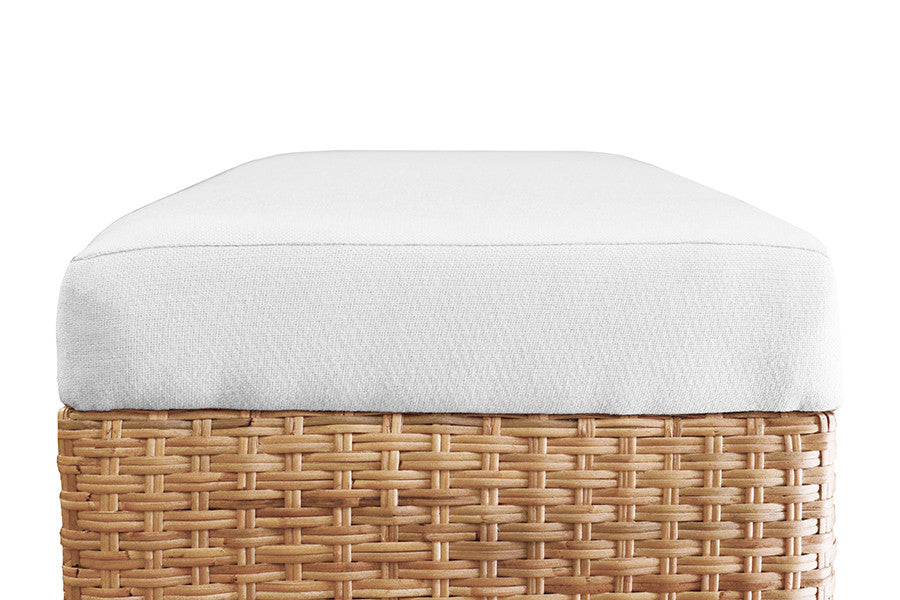 Worlds Away - Bench In Woven Water Hyacinth With Performance Ivory Linen Fabric - MALDIVES view 3