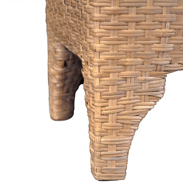 Worlds Away - Bench In Woven Water Hyacinth With Performance Ivory Linen Fabric - MALDIVES view 4