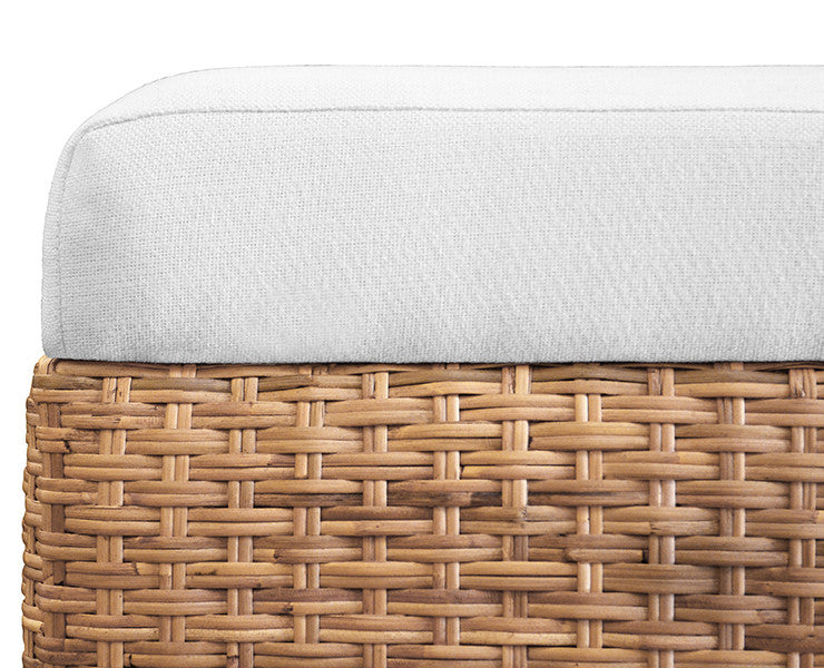 Worlds Away - Bench In Woven Water Hyacinth With Performance Ivory Linen Fabric - MALDIVES view 5