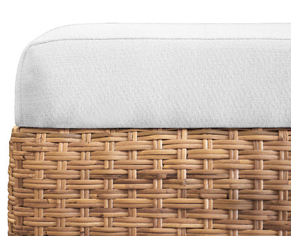 Worlds Away - Bench In Woven Water Hyacinth With Performance Ivory Linen Fabric - MALDIVES view 5