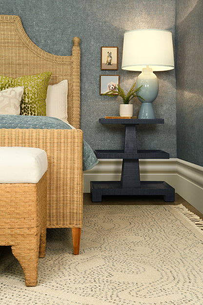 Worlds Away - Bench In Woven Water Hyacinth With Performance Ivory Linen Fabric - MALDIVES view 6
