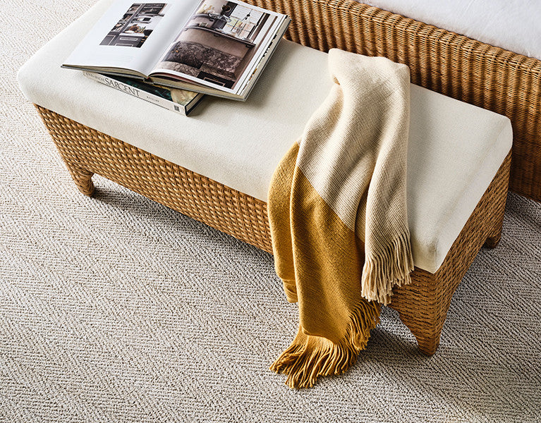 Worlds Away - Bench In Woven Water Hyacinth With Performance Ivory Linen Fabric - MALDIVES view 7