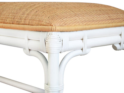 Worlds Away - Bench With Natural Rattan Cushion Top And Rattan Base In Painted White - ASHA WH view 4