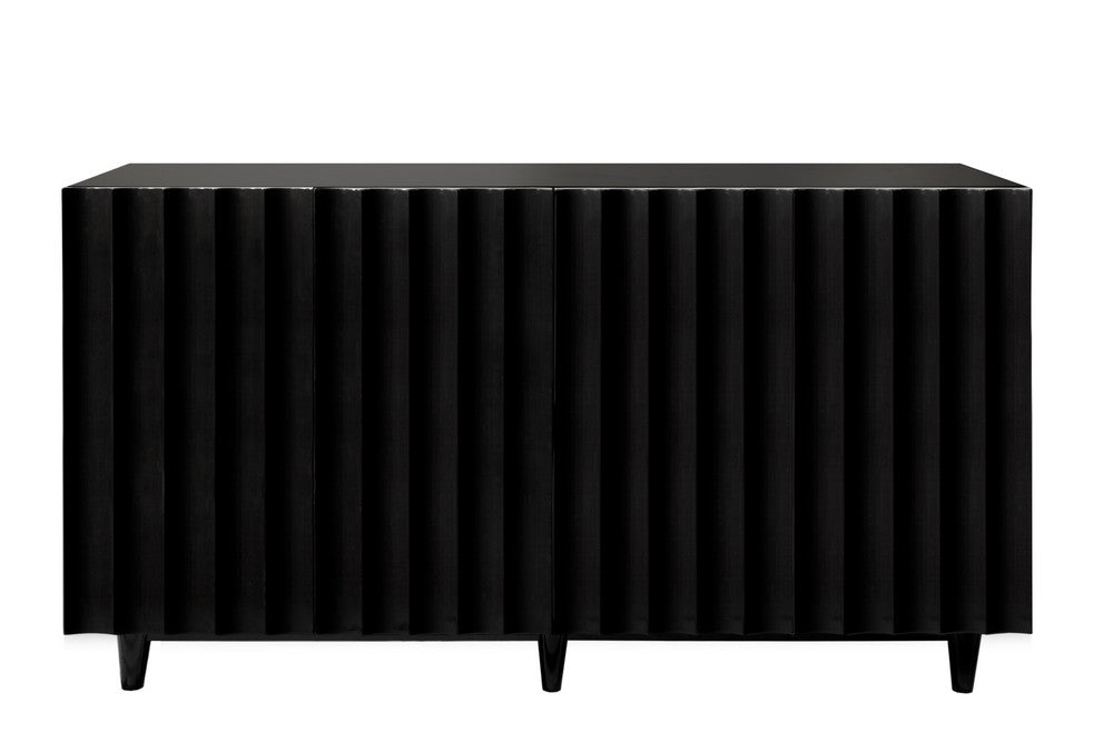 Worlds Away - Black Lacq 4 Dr Scalloped Front Cabinet - ODETTE BL view 1