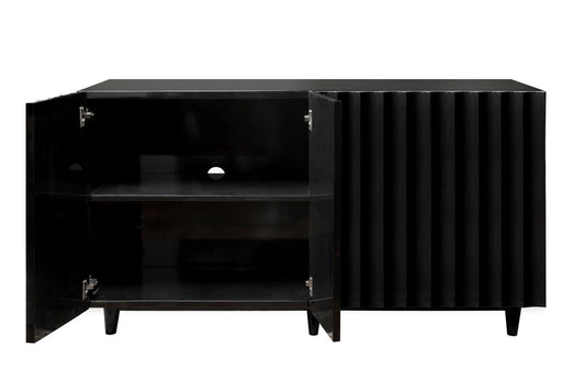 Worlds Away - Black Lacq 4 Dr Scalloped Front Cabinet - ODETTE BL view 2
