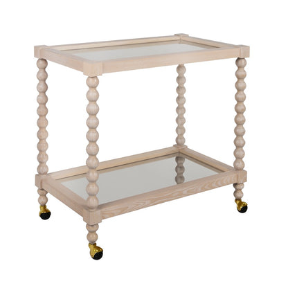 Worlds Away - Bobbin Style Bar Cart In Light Cerused Oak - ISADORE CO view 1