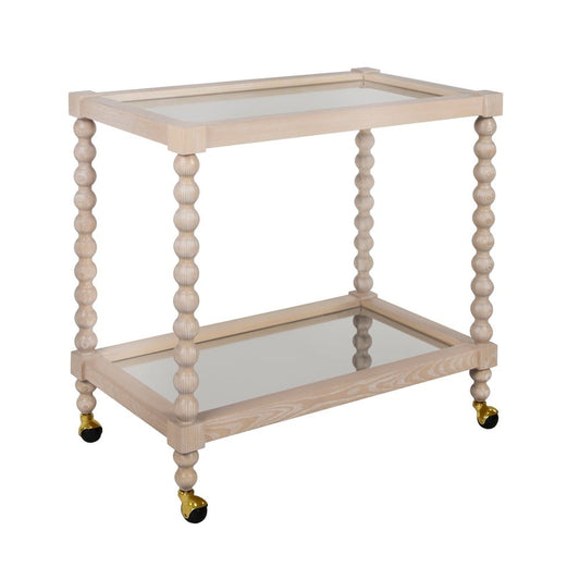 Worlds Away - Bobbin Style Bar Cart In Light Cerused Oak - ISADORE CO view 1