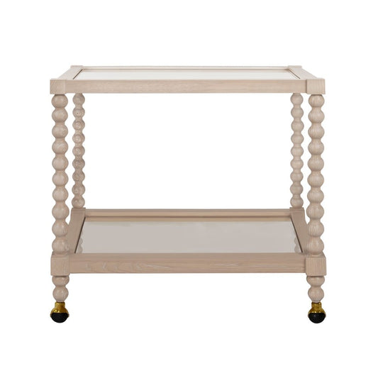 Worlds Away - Bobbin Style Bar Cart In Light Cerused Oak - ISADORE CO view 2