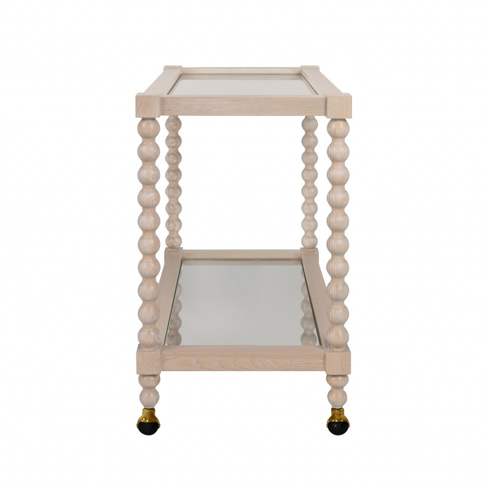 Worlds Away - Bobbin Style Bar Cart In Light Cerused Oak - ISADORE CO view 3