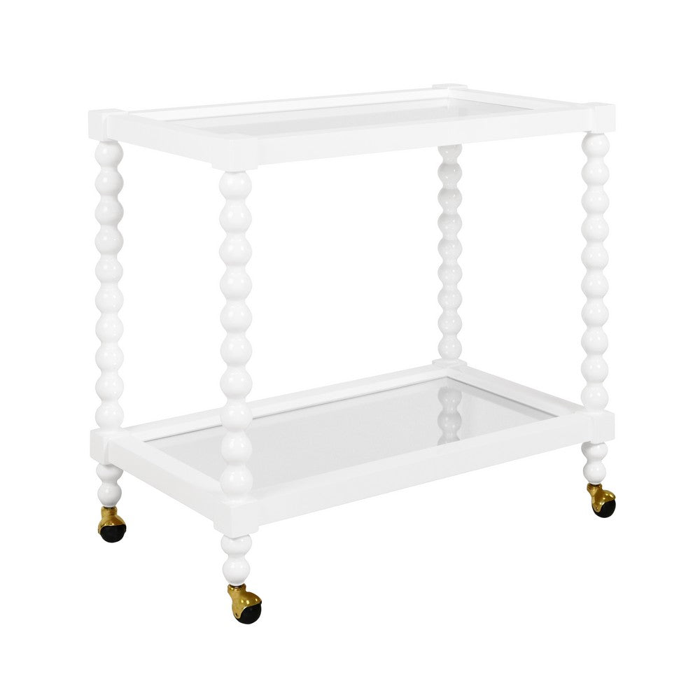 Worlds Away - Bobbin Style Bar Cart In White Lacquer - ISADORE WH view 1