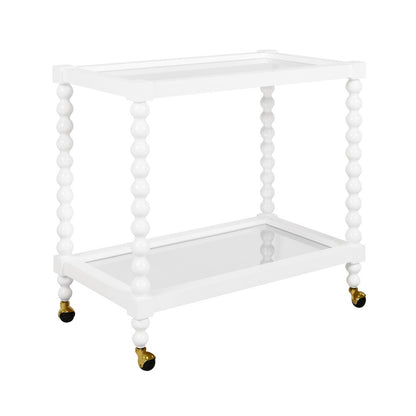 Worlds Away - Bobbin Style Bar Cart In White Lacquer - ISADORE WH view 1