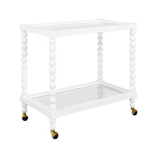 Worlds Away - Bobbin Style Bar Cart In White Lacquer - ISADORE WH view 1