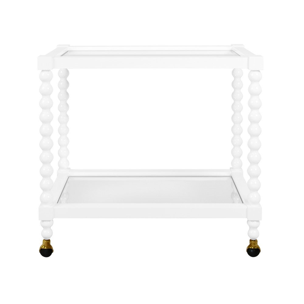 Worlds Away - Bobbin Style Bar Cart In White Lacquer - ISADORE WH view 2