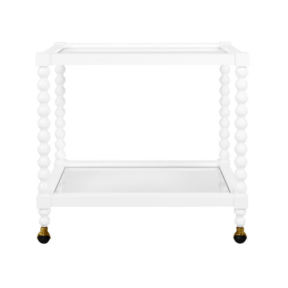 Worlds Away - Bobbin Style Bar Cart In White Lacquer - ISADORE WH view 2