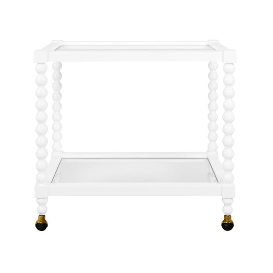 Worlds Away - Bobbin Style Bar Cart In White Lacquer - ISADORE WH view 2