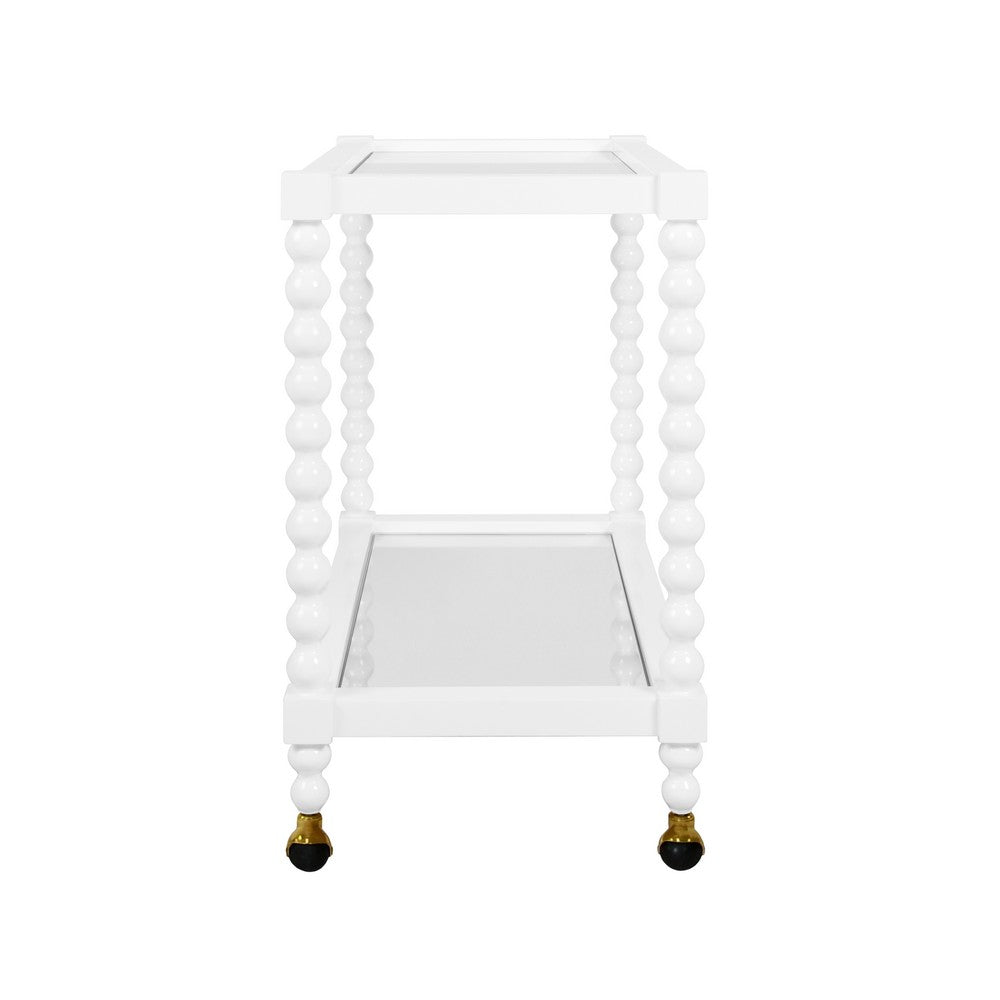 Worlds Away - Bobbin Style Bar Cart In White Lacquer - ISADORE WH view 3