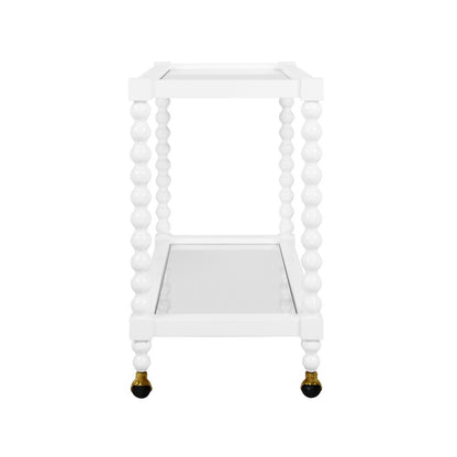 Worlds Away - Bobbin Style Bar Cart In White Lacquer - ISADORE WH view 3