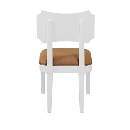 Worlds Away - Bow Back Dining Chair In Matte White Lacquer With Camel Faux Leather Upholstery - HAYDEN CML view 4