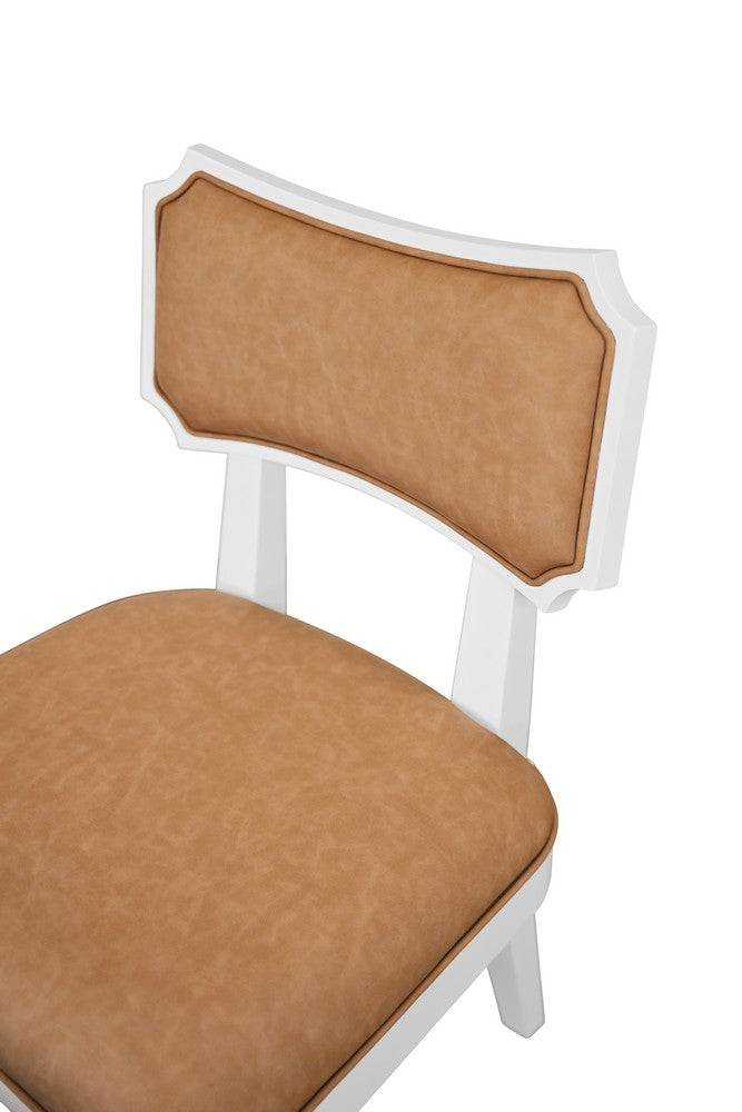 Worlds Away - Bow Back Dining Chair In Matte White Lacquer With Camel Faux Leather Upholstery - HAYDEN CML view 5