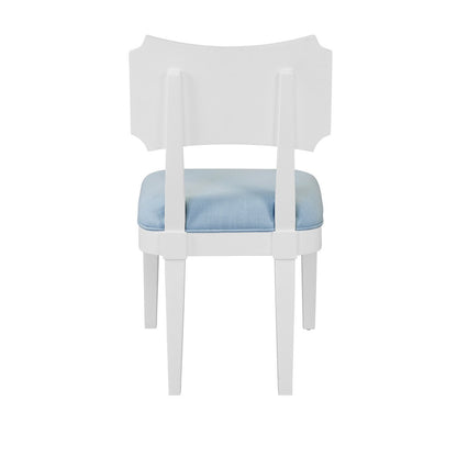 Worlds Away - Bow Back Dining Chair In Matte White Lacquer With Performance Light Blue Linen Upholstery - HAYDEN LB view 4