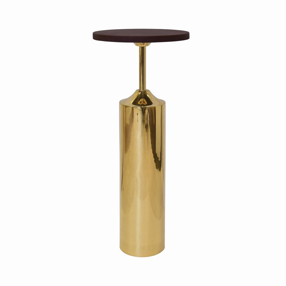 Worlds Away - Brass Base Cigar Table With Round Leather Top - BOLTON view 1