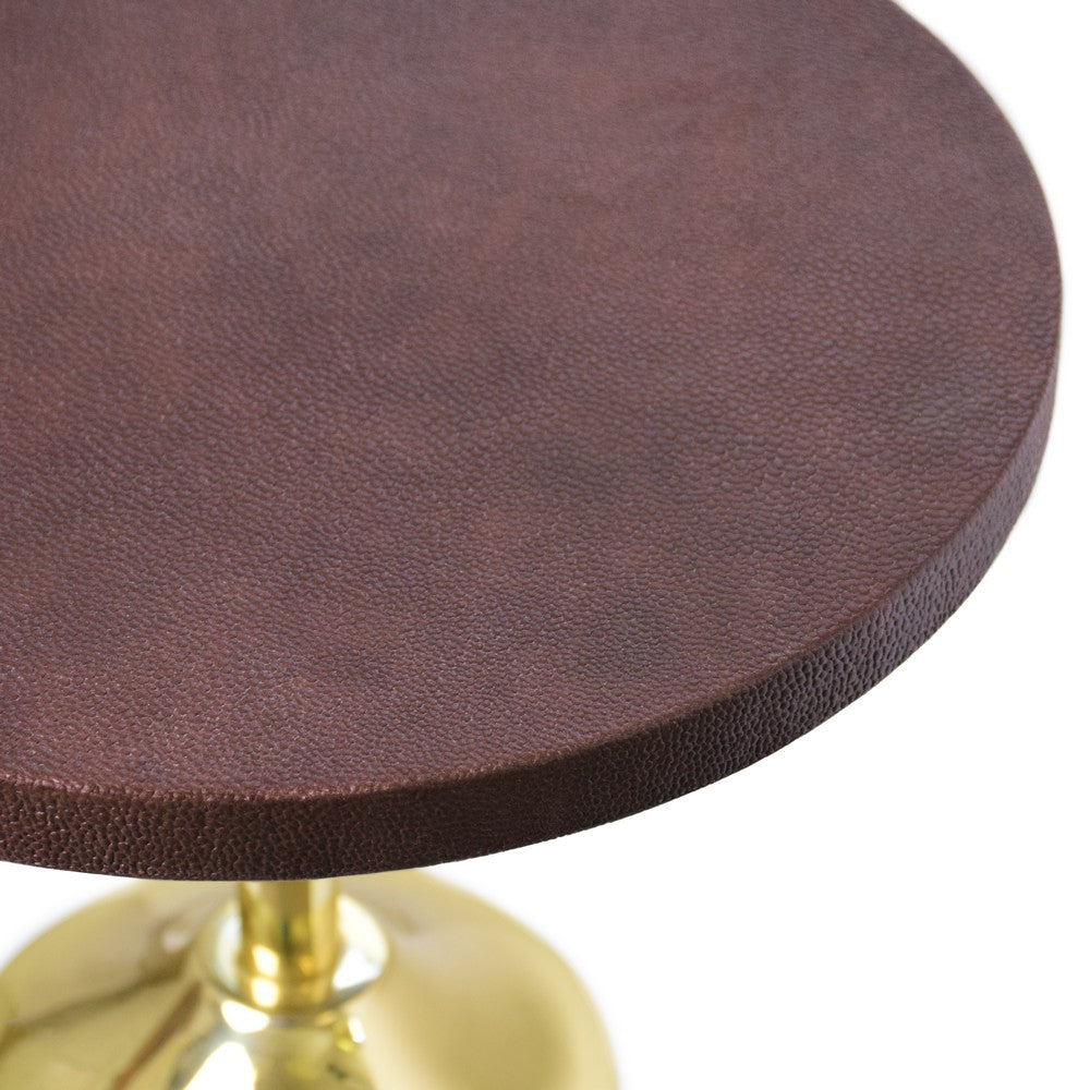 Worlds Away - Brass Base Cigar Table With Round Leather Top - BOLTON view 3