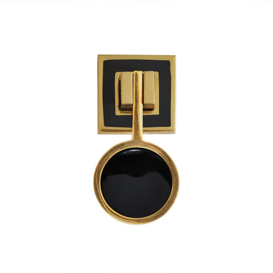 Worlds Away - Brass Pull Knob With Inset Resin In Black - MILAN HBLK view 1