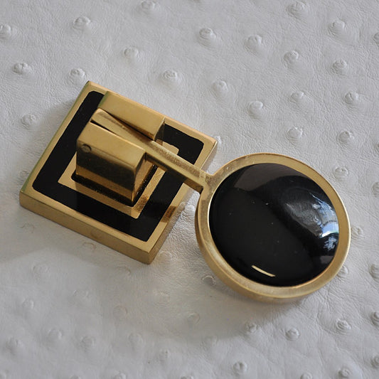 Worlds Away - Brass Pull Knob With Inset Resin In Black - MILAN HBLK view 2