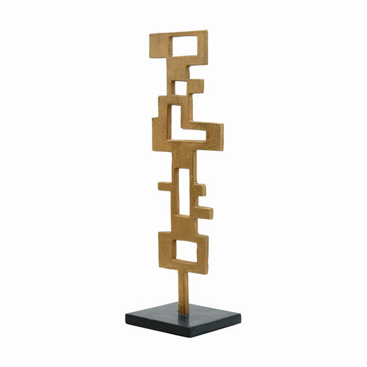 Worlds Away - Brutalist Metal Scuplture With Black Marble Base - BRAX view 1