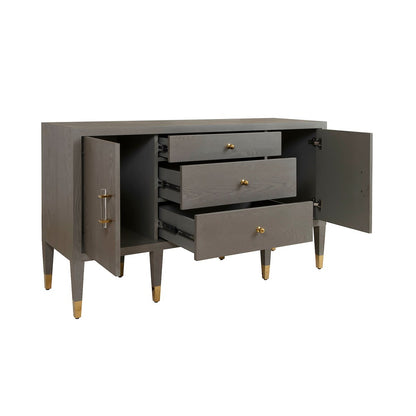 Worlds Away - Buffet With Acrylic And Brass Hardware In Smoke Grey Oak - AMHERST SG view 3