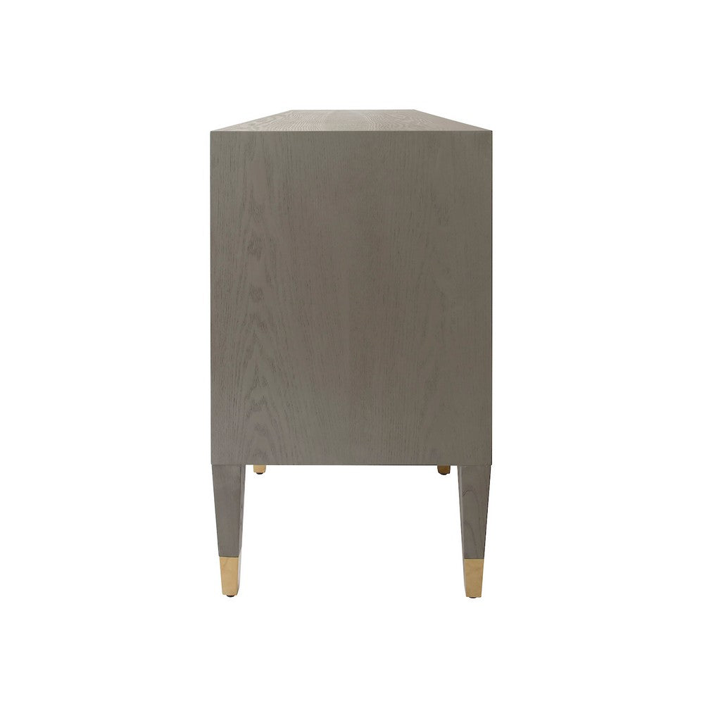 Worlds Away - Buffet With Acrylic And Brass Hardware In Smoke Grey Oak - AMHERST SG view 4