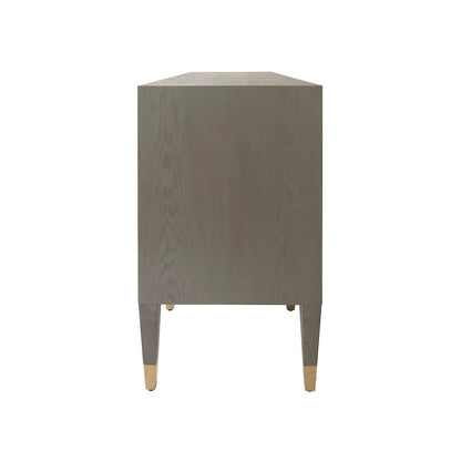 Worlds Away - Buffet With Acrylic And Brass Hardware In Smoke Grey Oak - AMHERST SG view 4