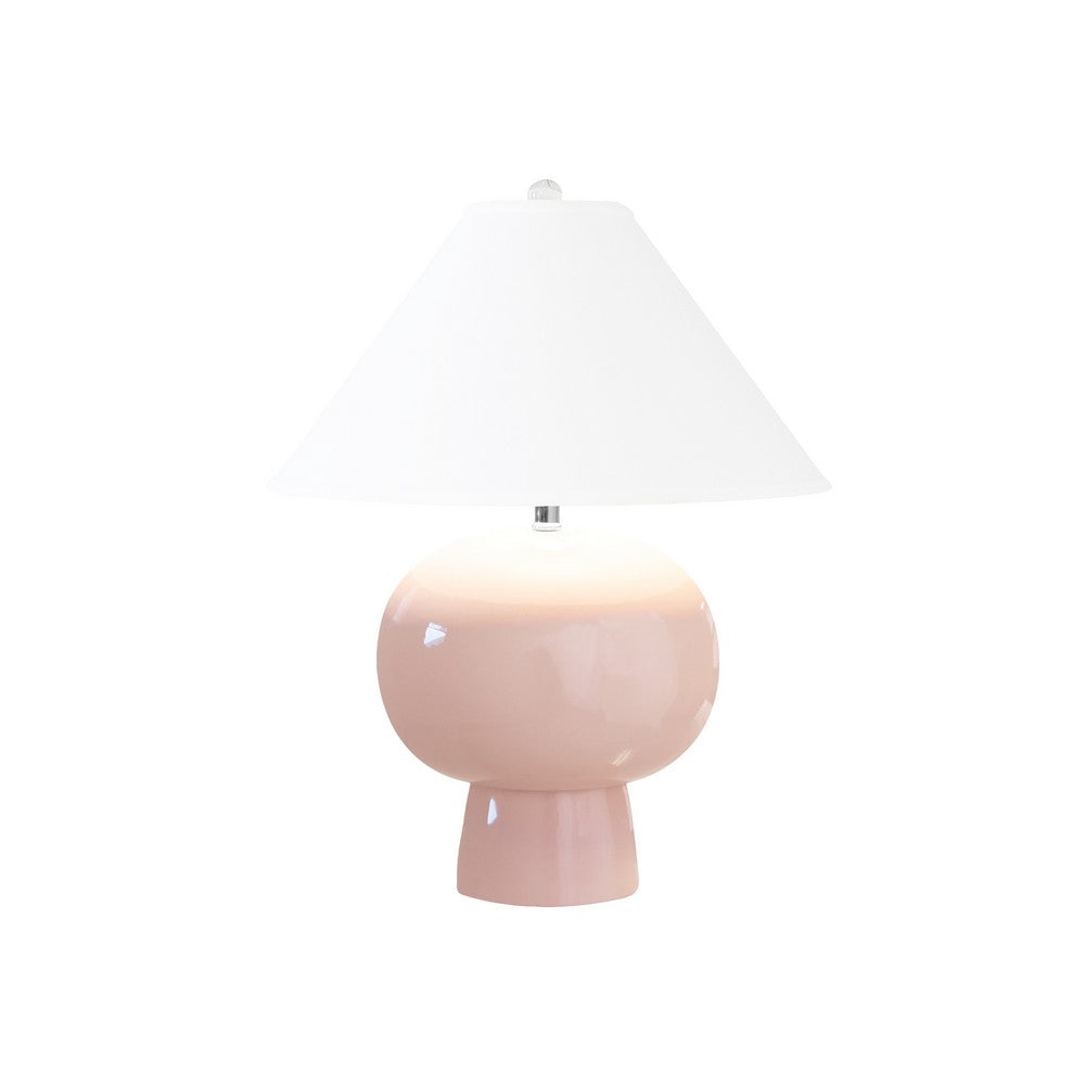 Worlds Away - Bulb Shape Ceramic Table Lamp With White Linen Coolie Shade In Blush - ANNIE BLUSH view 2